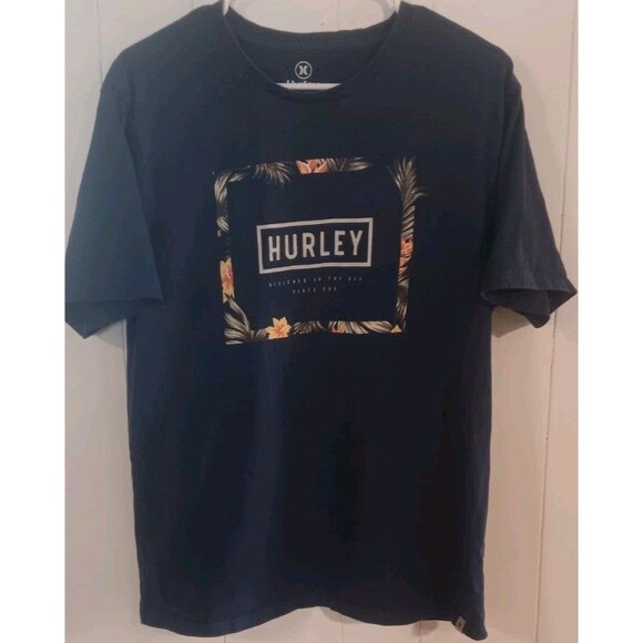 Womans Hurley T-Shirt Size Medium Blue with Logo Graphic on Tee 100% Cotton - Picture 1 of 5